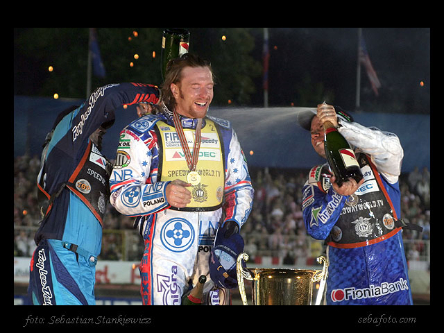 Greg Hancock - Jason Crump - Nicki Pedersen - szampan