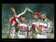 podium - szampan - Grzegorz Walasek - Jarosław Hampel - Damian Baliński - Tomasz Gollob